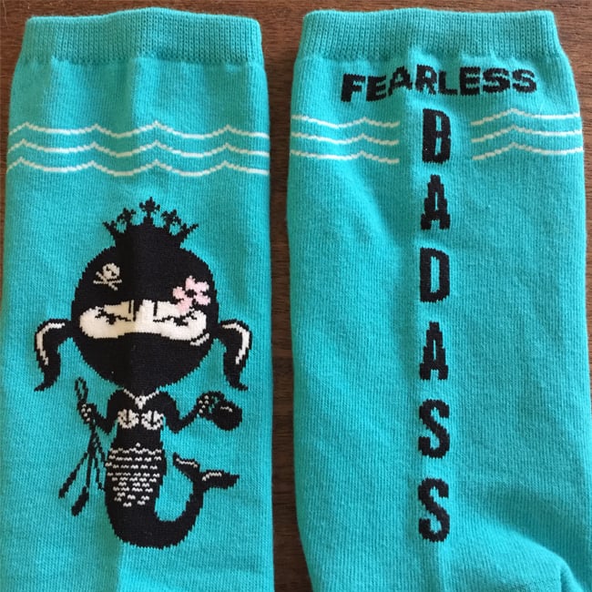 Badassskatemom Fearless Badass Mermaid Socksmith Sock